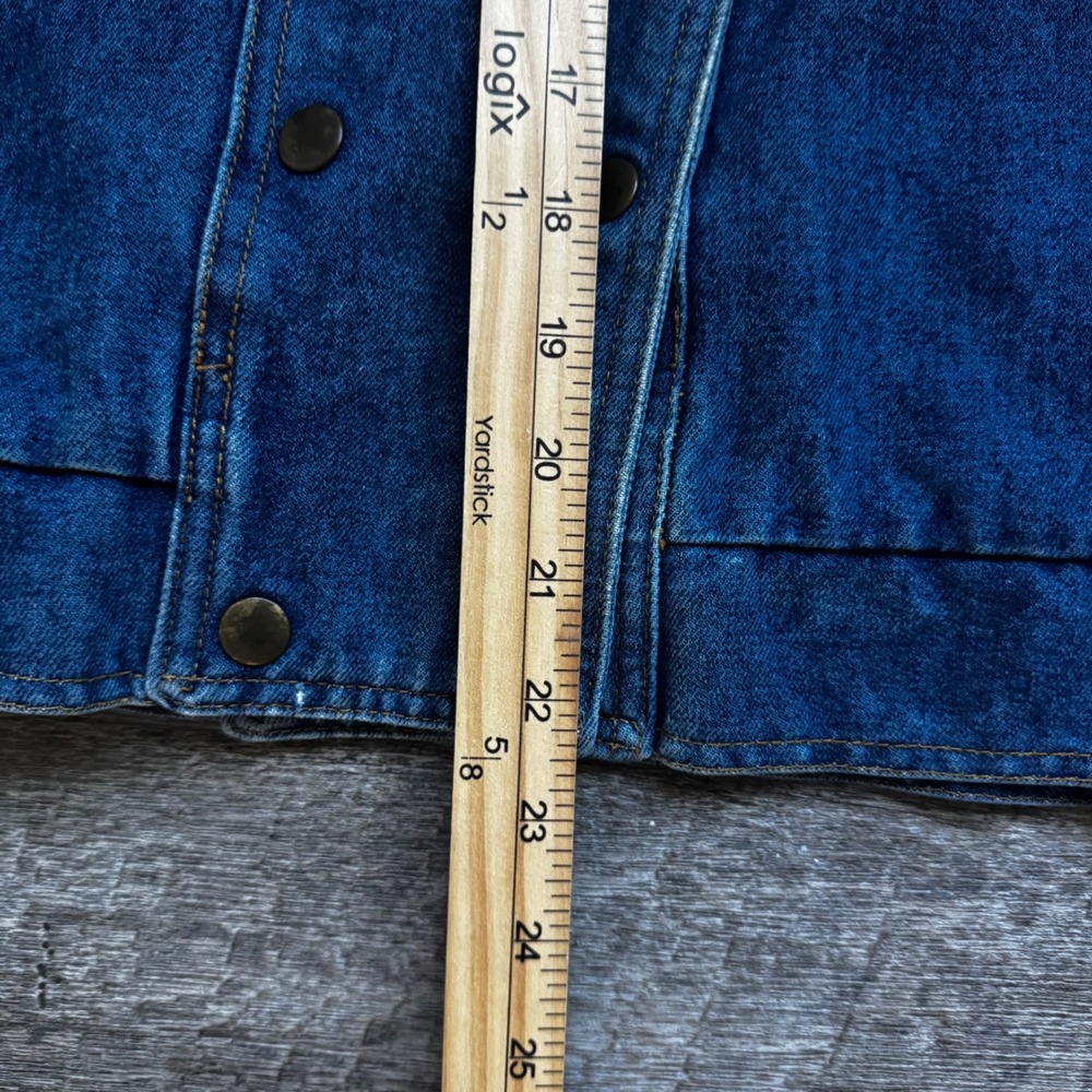Sergio Valente Vintage‎ Denim Jacket Small Blue Plaid Lined Double Breasted 80's - Picture 6 of 6